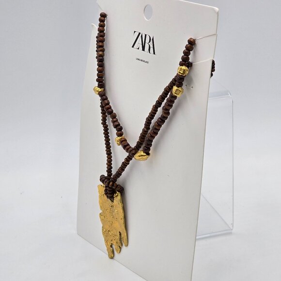 Zara - Wooden & Gold Beaded Necklaces - NWT - Picture 2 of 13